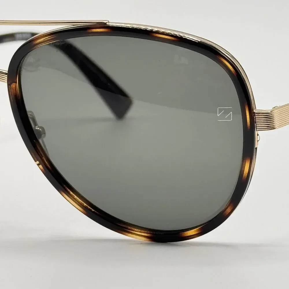 Ermenegildo Zegna Sunglasses EZ0008 28N Mens Tortoise Aviator Green Lens 58mm